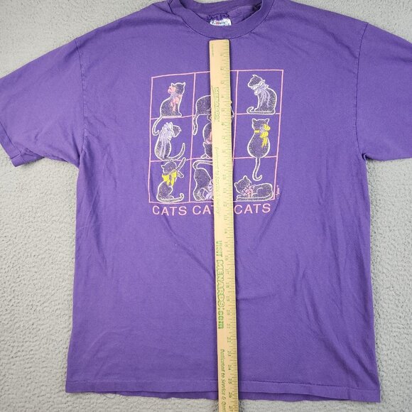 Vintage Cats Shirt Extra Large Kittens Short Sleeve Purple Single Stitch Playful - Picture 4 of 9